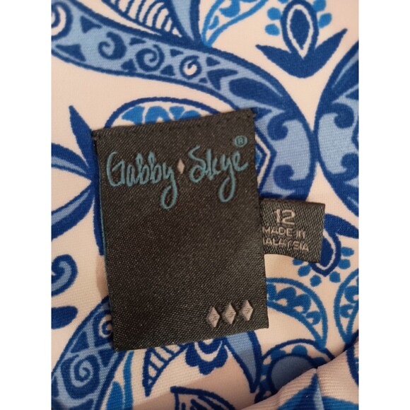 Gabby Skye Dress Size 12 Blue And White Sleeveless - Picture 7 of 8